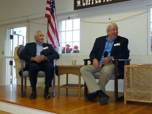 Jim and Dave Stewart on stage at event